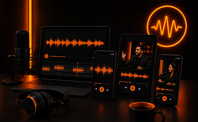 Audiogram and social media clips from podcast episodes, Bhoomerang Media Hyderabad